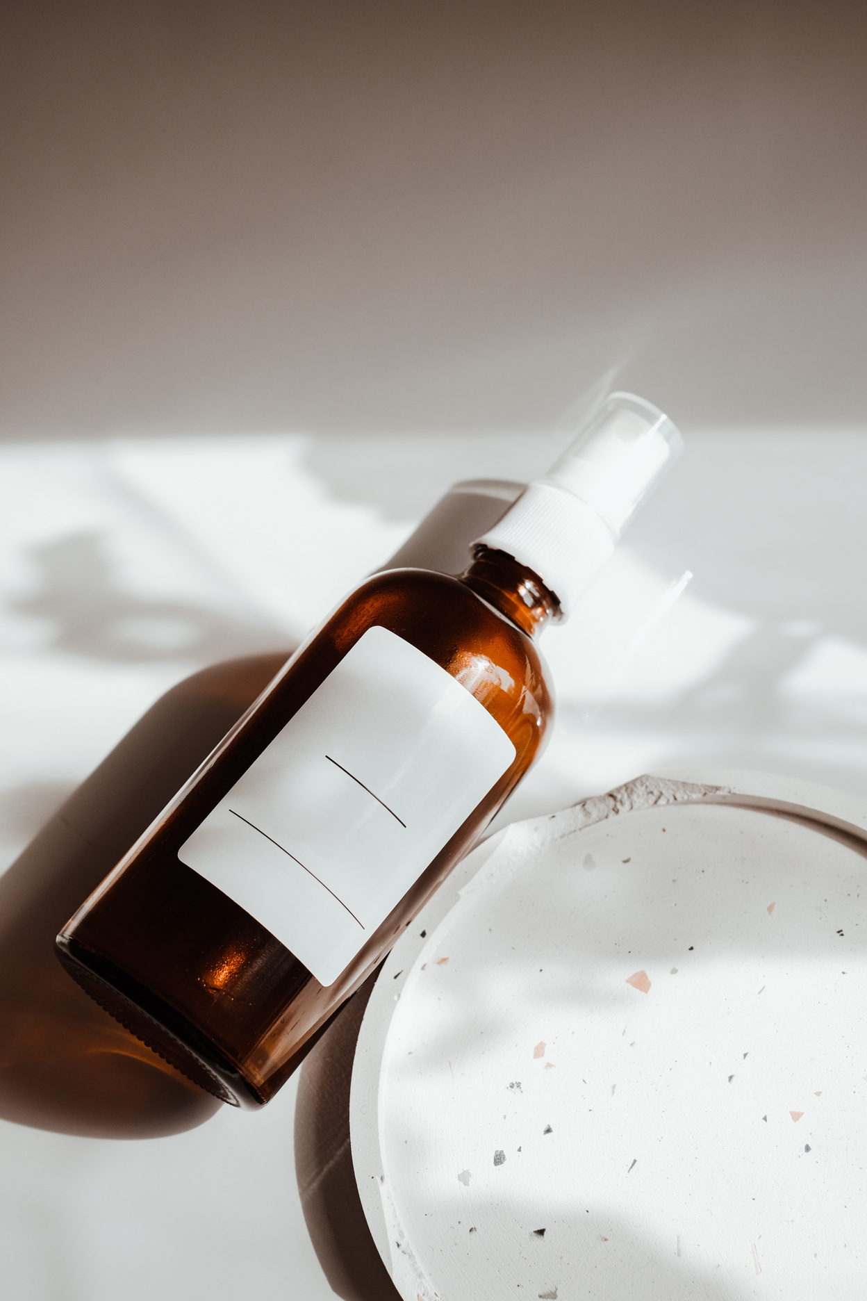 Bottle of Cosmetic Product with White Label